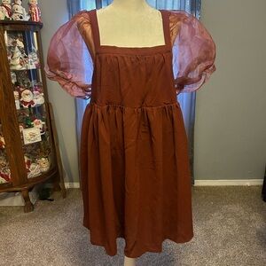 Entro Terracotta Puff Sleeve Dress